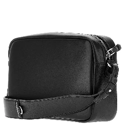 Leather camera bag with logo