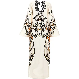 Printed silk 'Twin Flame' long dress