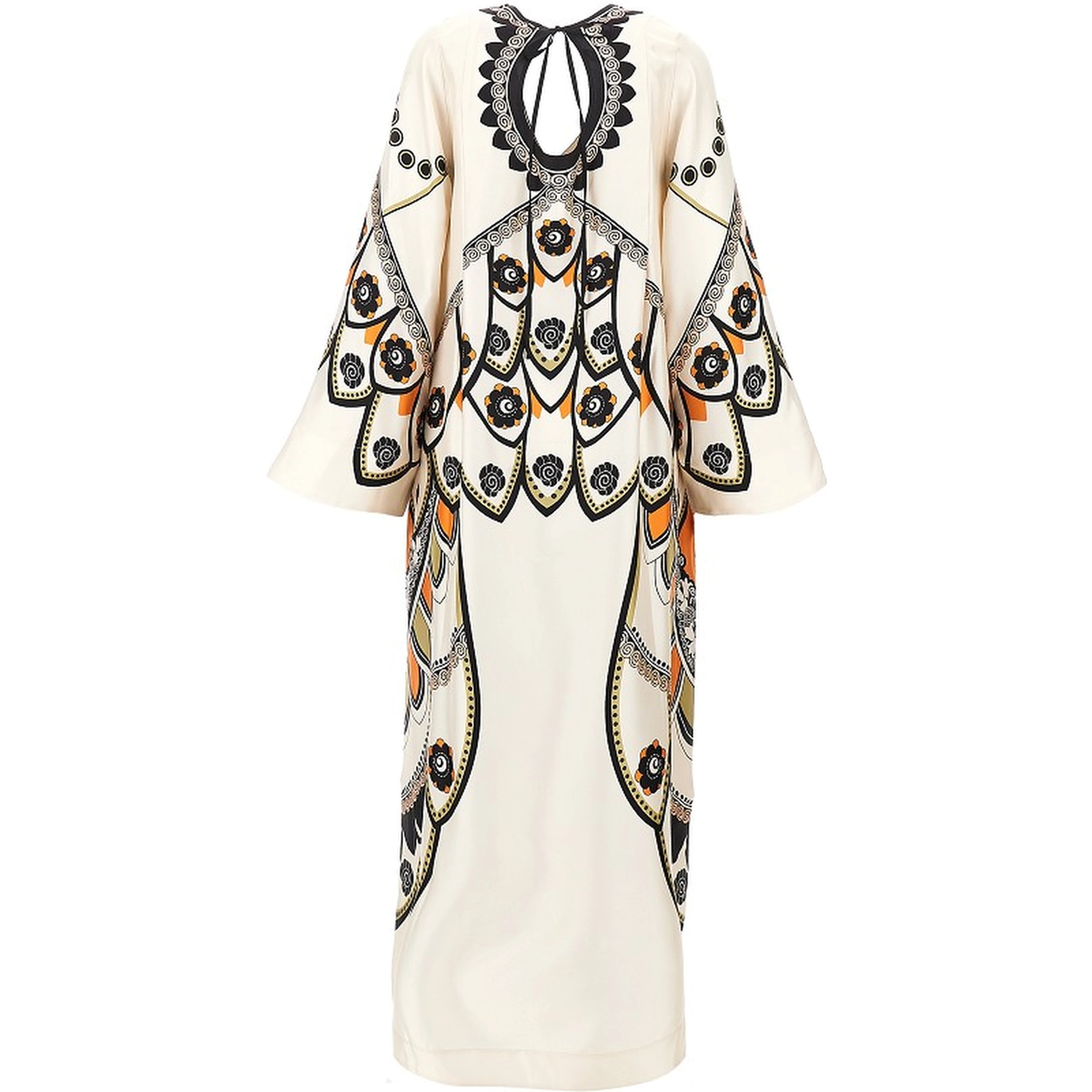 Printed silk 'Twin Flame' long dress