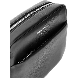 Leather camera bag with logo