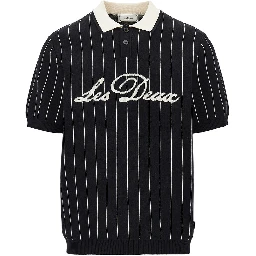 Knitted polo shirt with striped motif