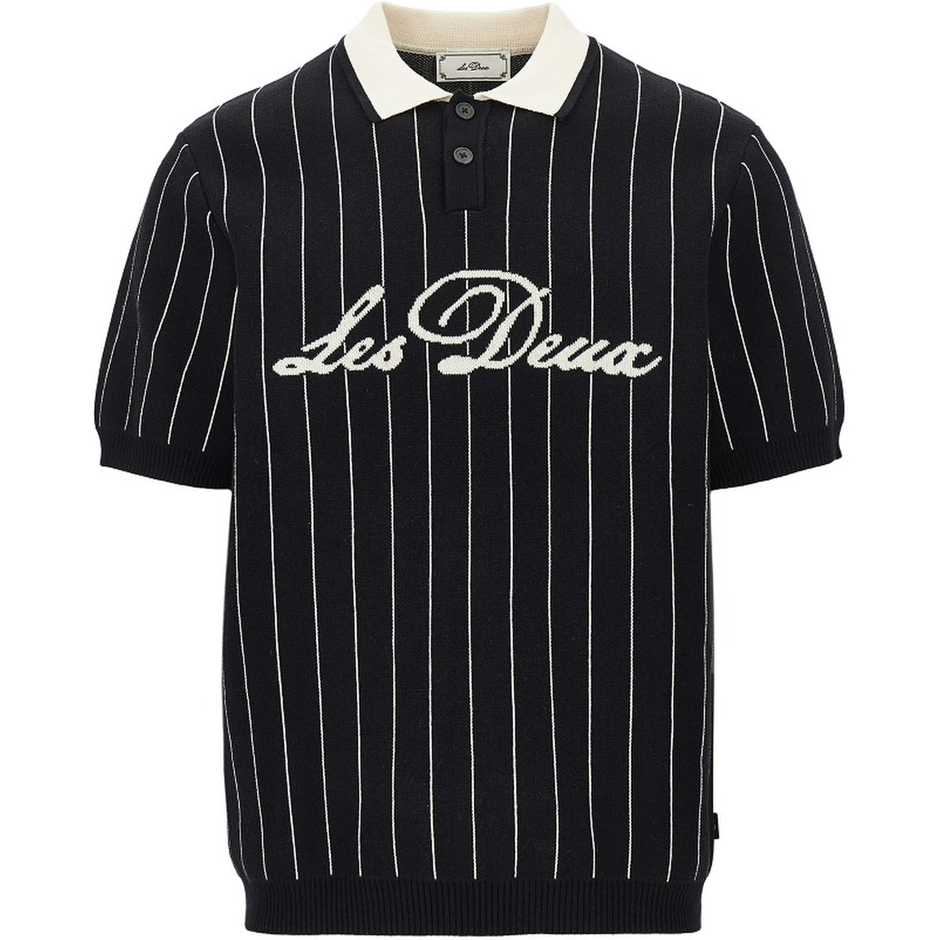 Knitted polo shirt with striped motif