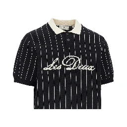 Knitted polo shirt with striped motif