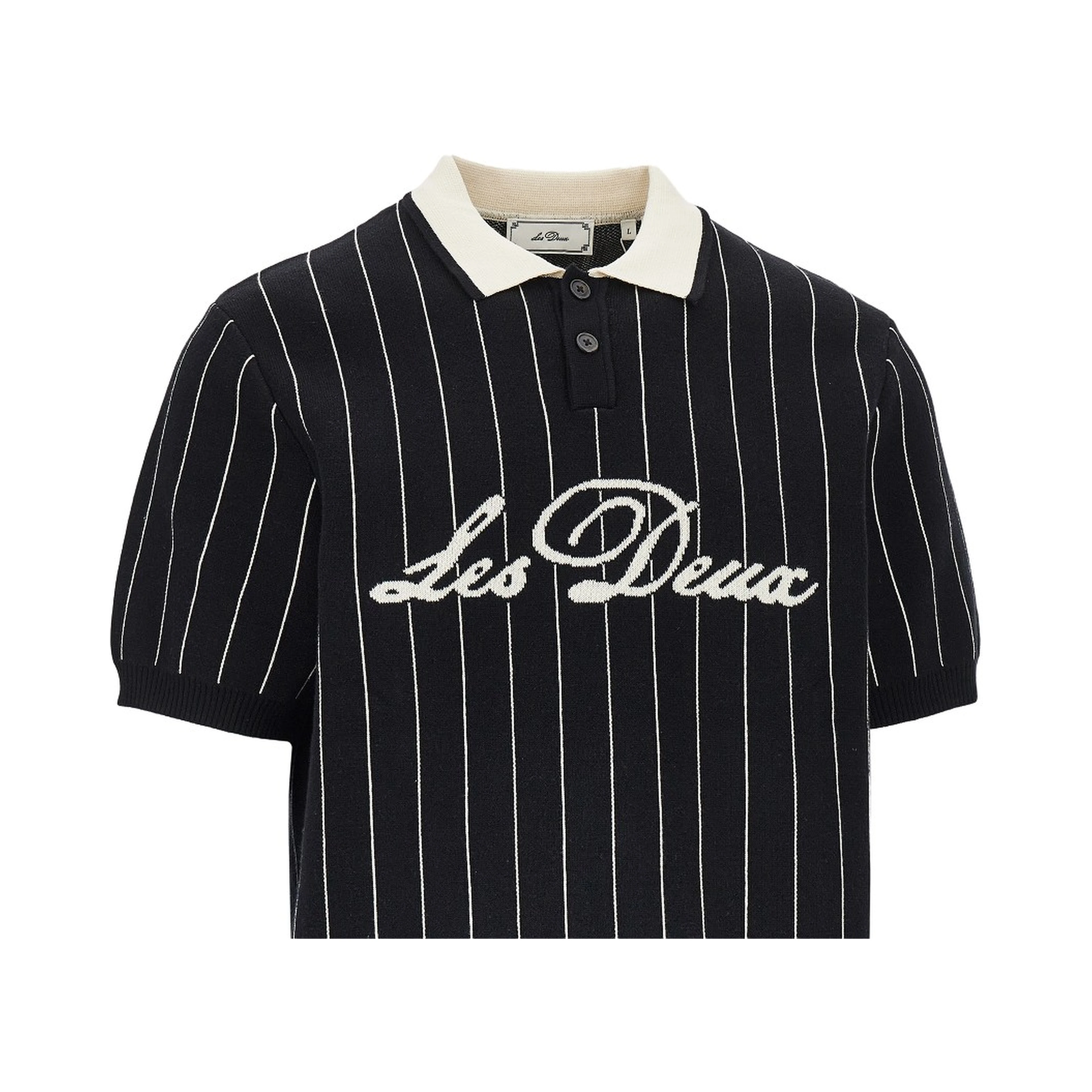 Knitted polo shirt with striped motif