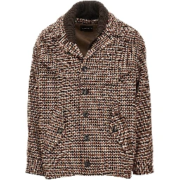 Knitted caban with houndstooth motif