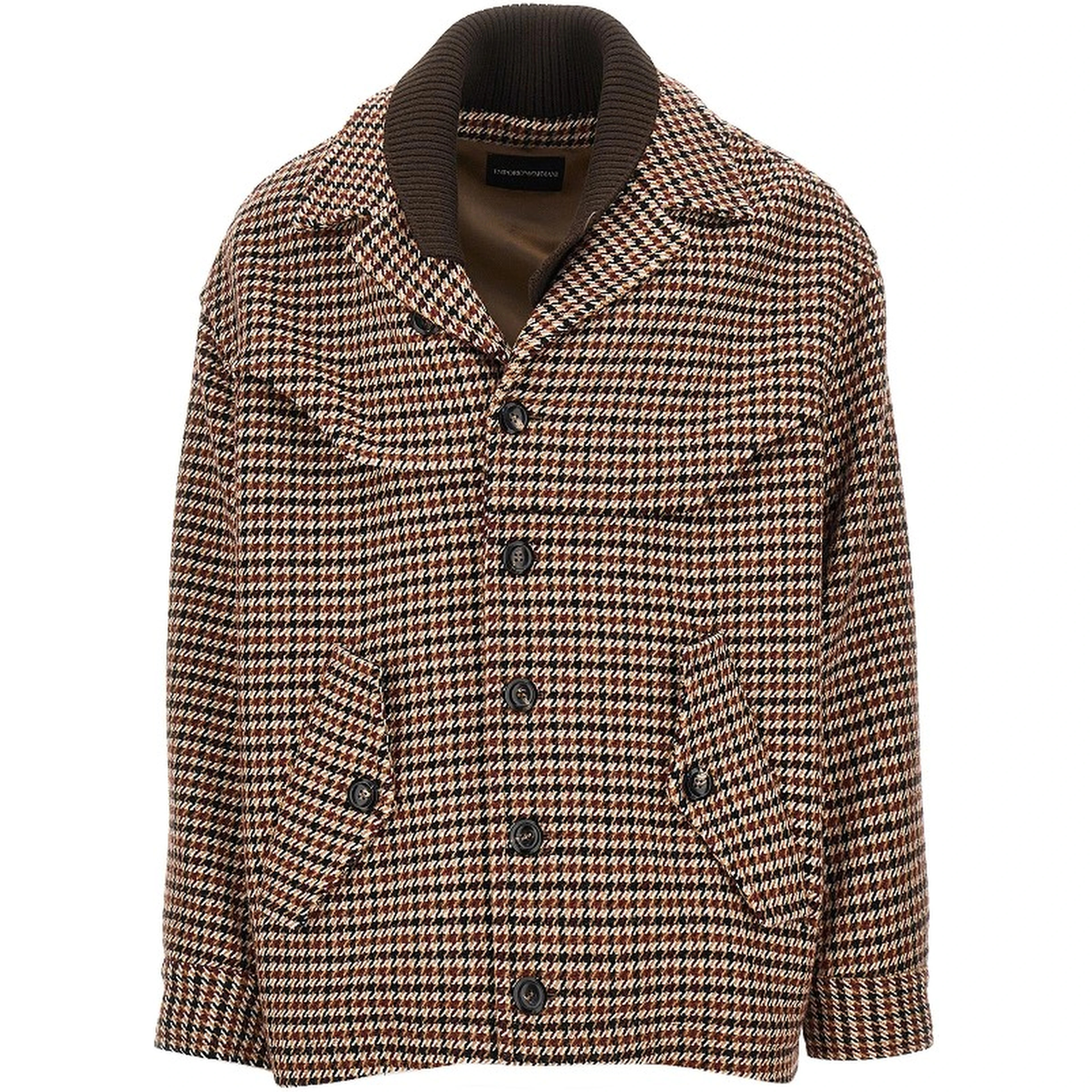 Knitted caban with houndstooth motif
