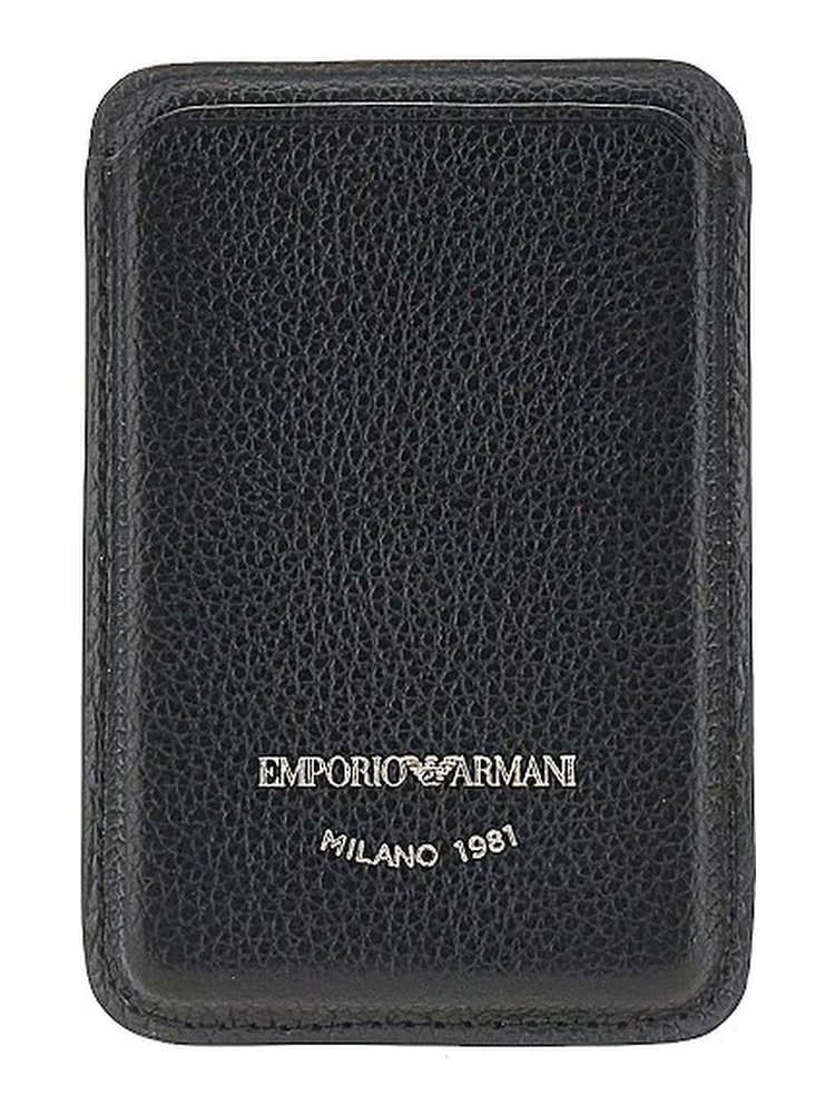 Grained leather magnetic card holder