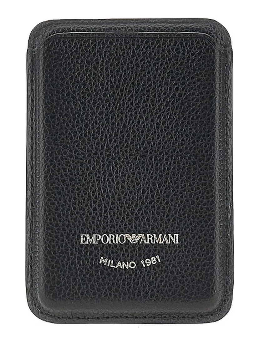 Grained leather magnetic card holder