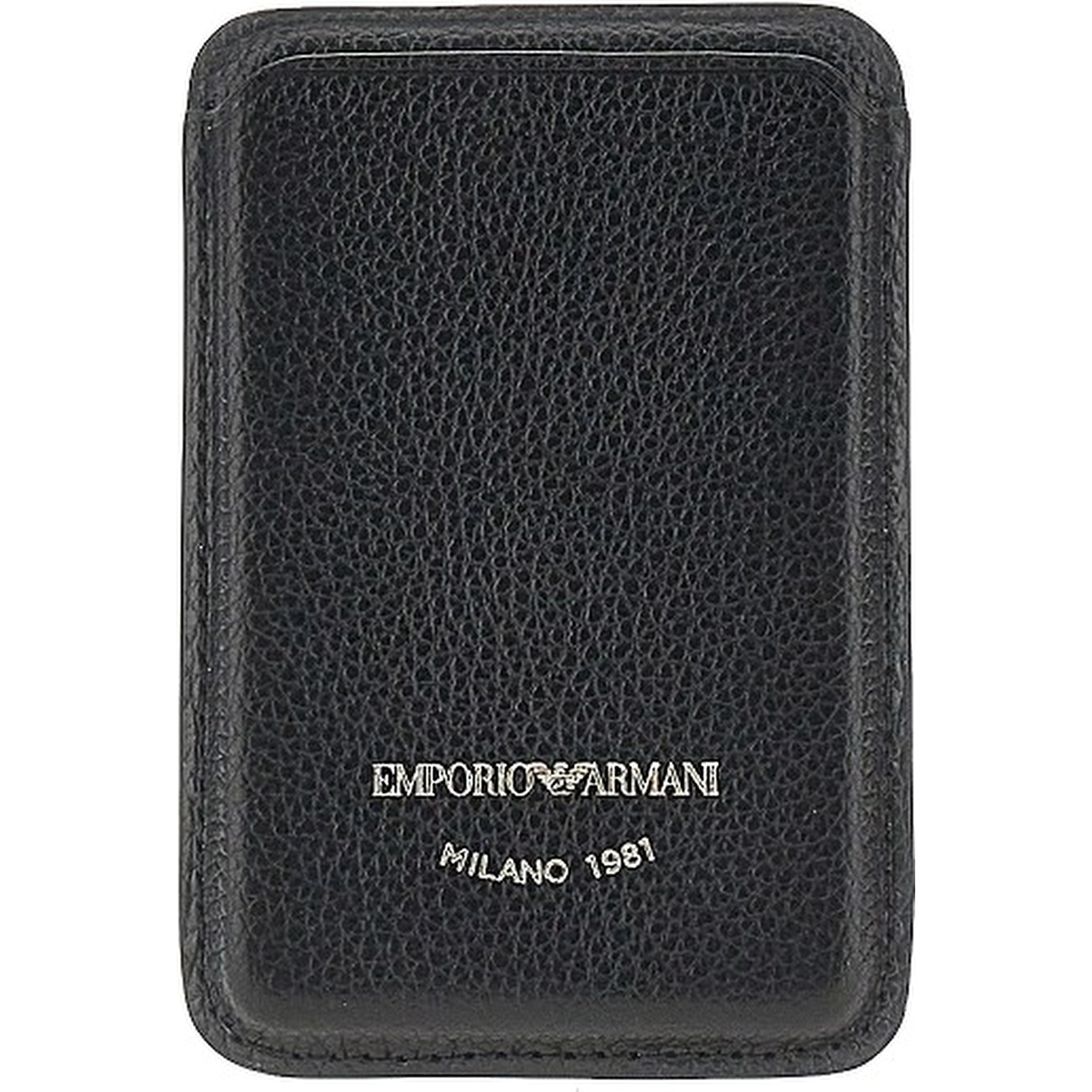 Grained leather magnetic card holder