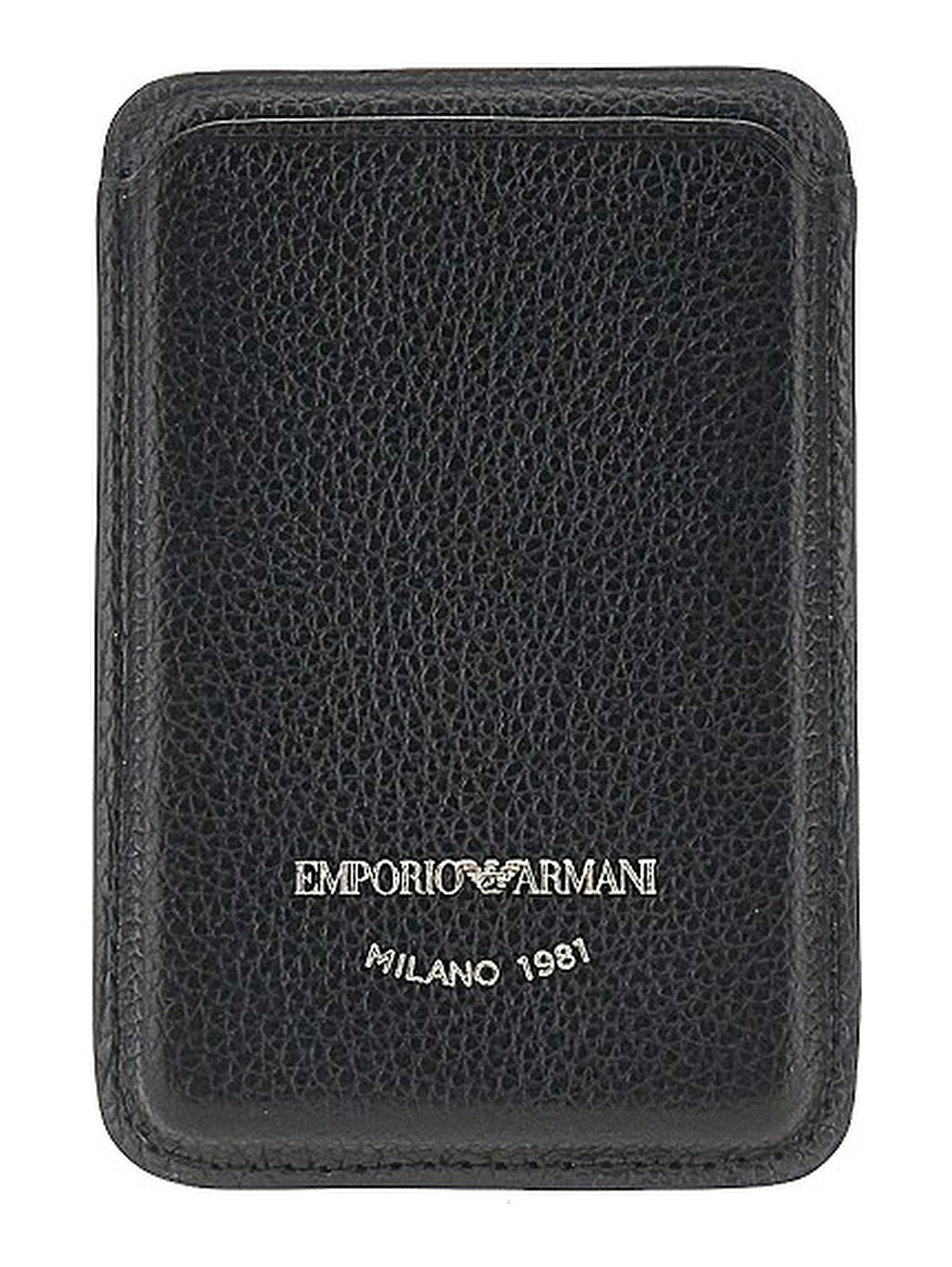 Grained leather magnetic card holder