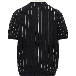 Knitted polo shirt with striped motif