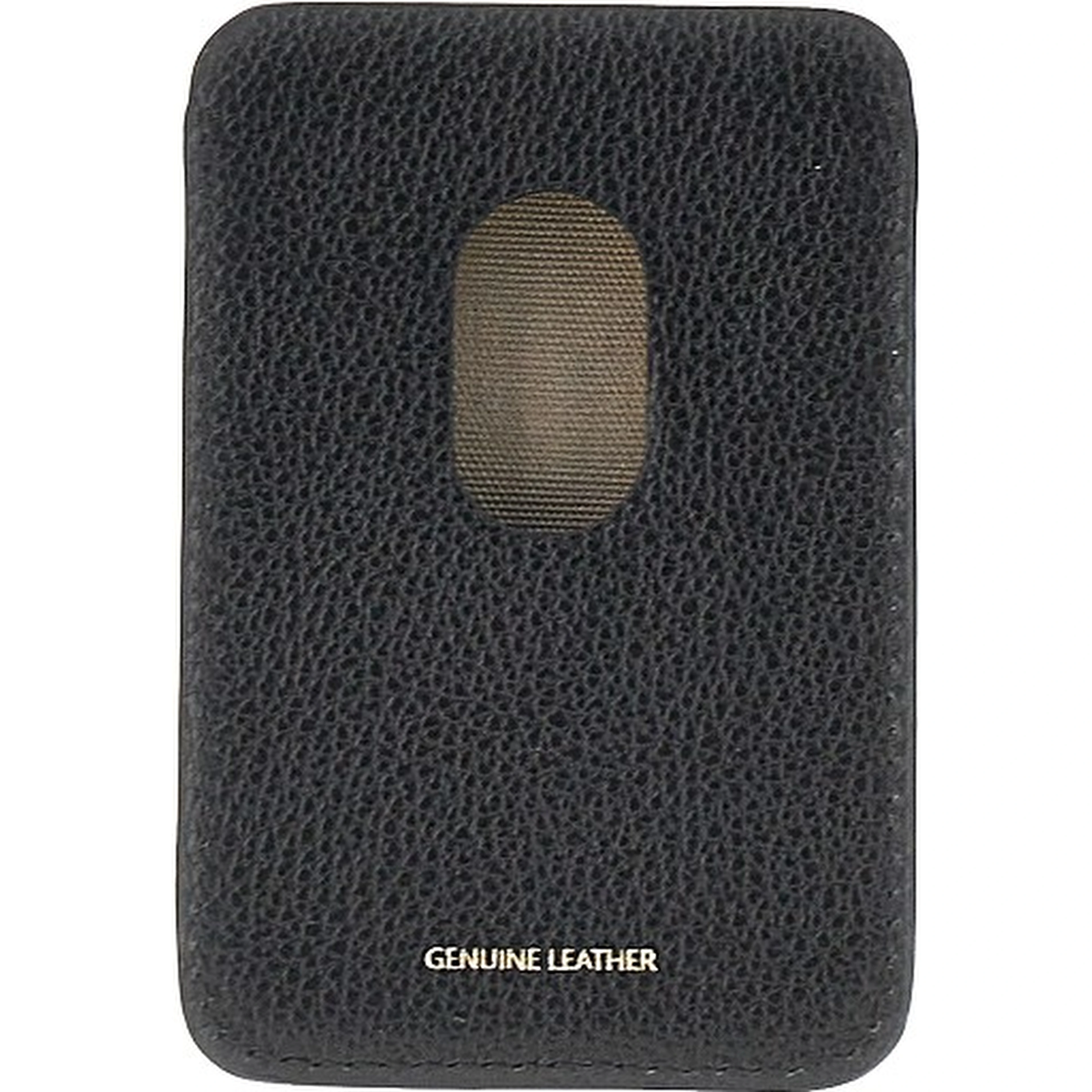 Grained leather magnetic card holder