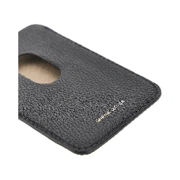 Grained leather magnetic card holder