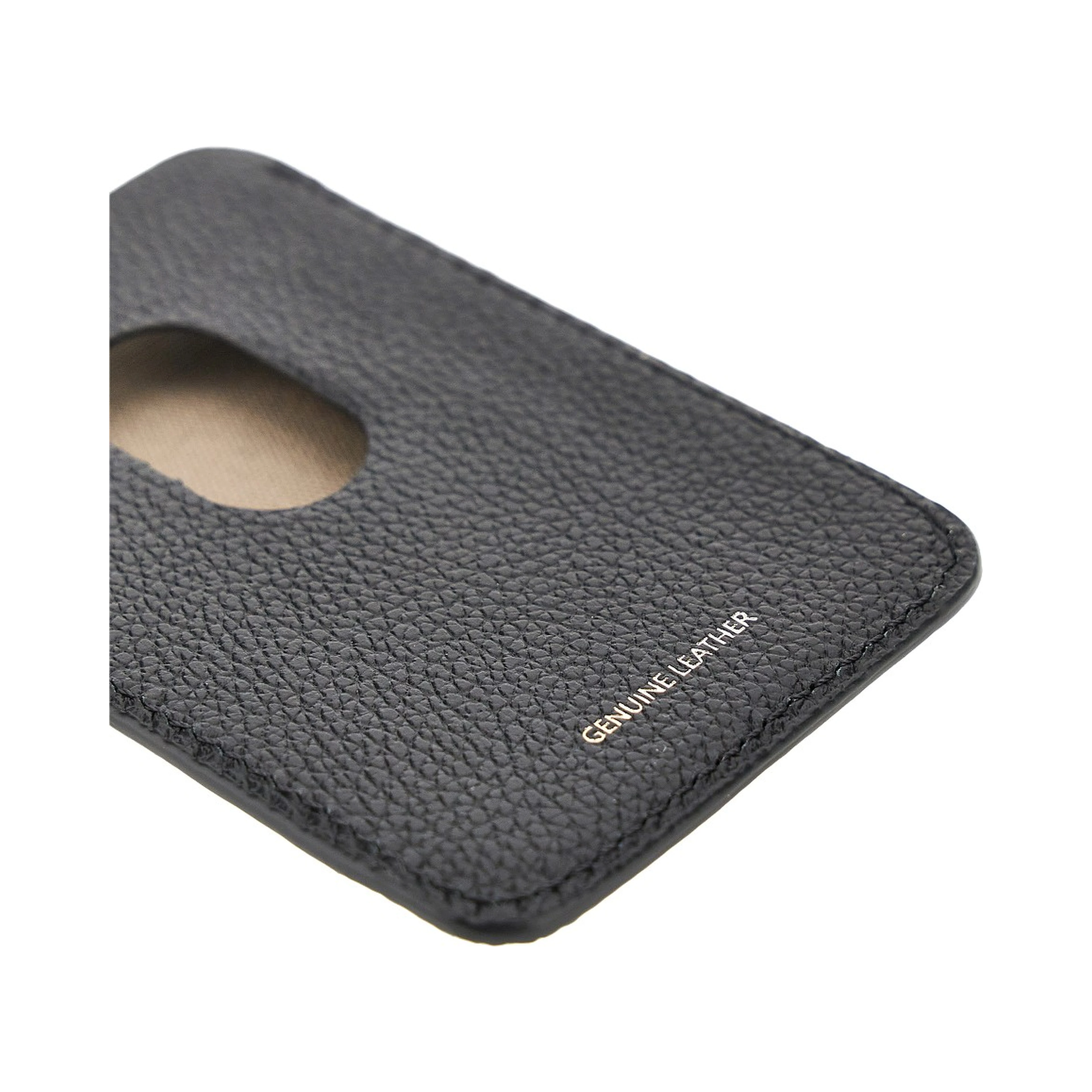 Grained leather magnetic card holder