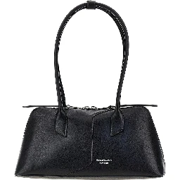 Leather shoulder bag with lettering logo