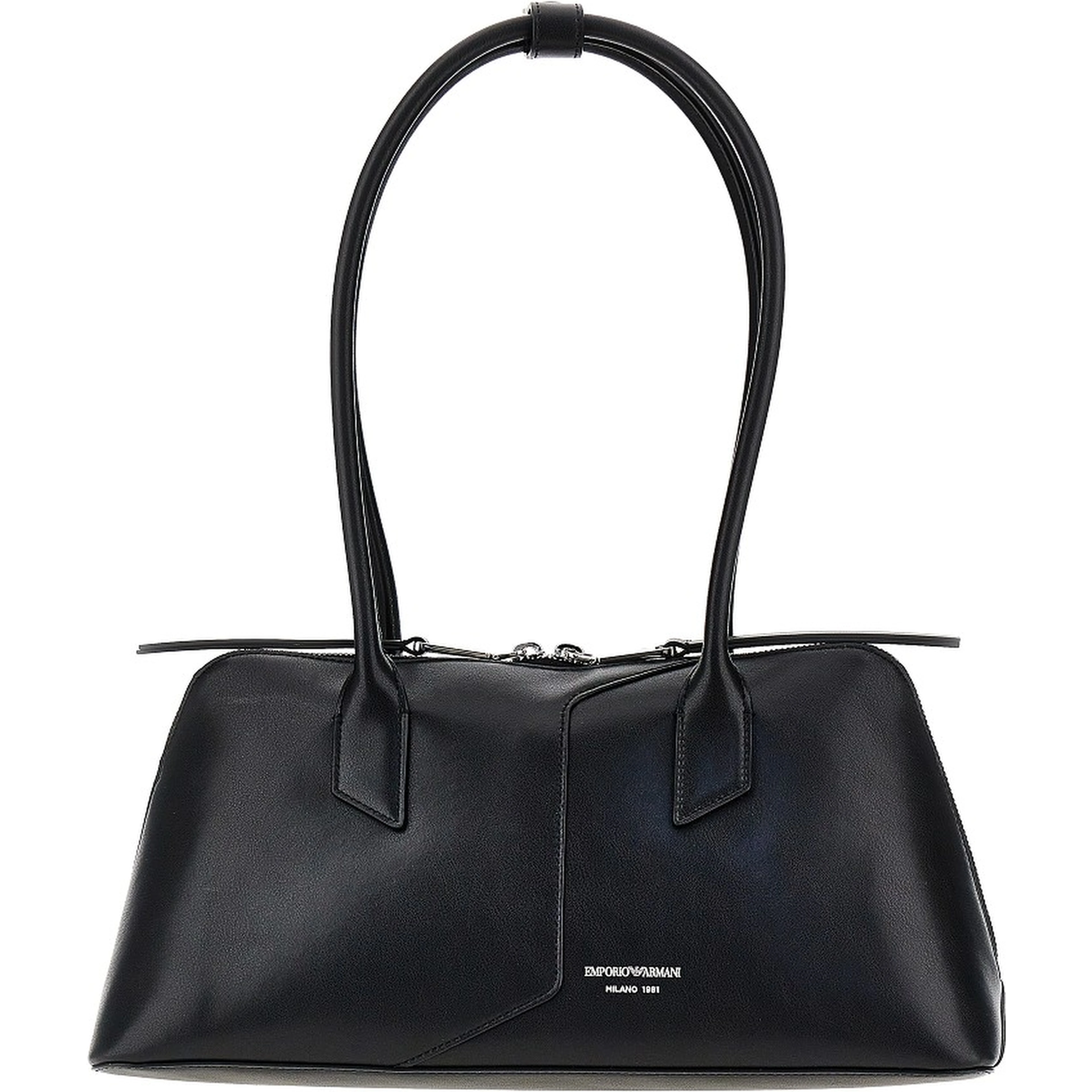 Leather shoulder bag with lettering logo