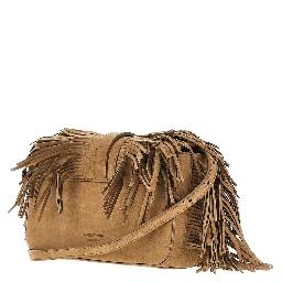 Faux suede leather bag with fringes