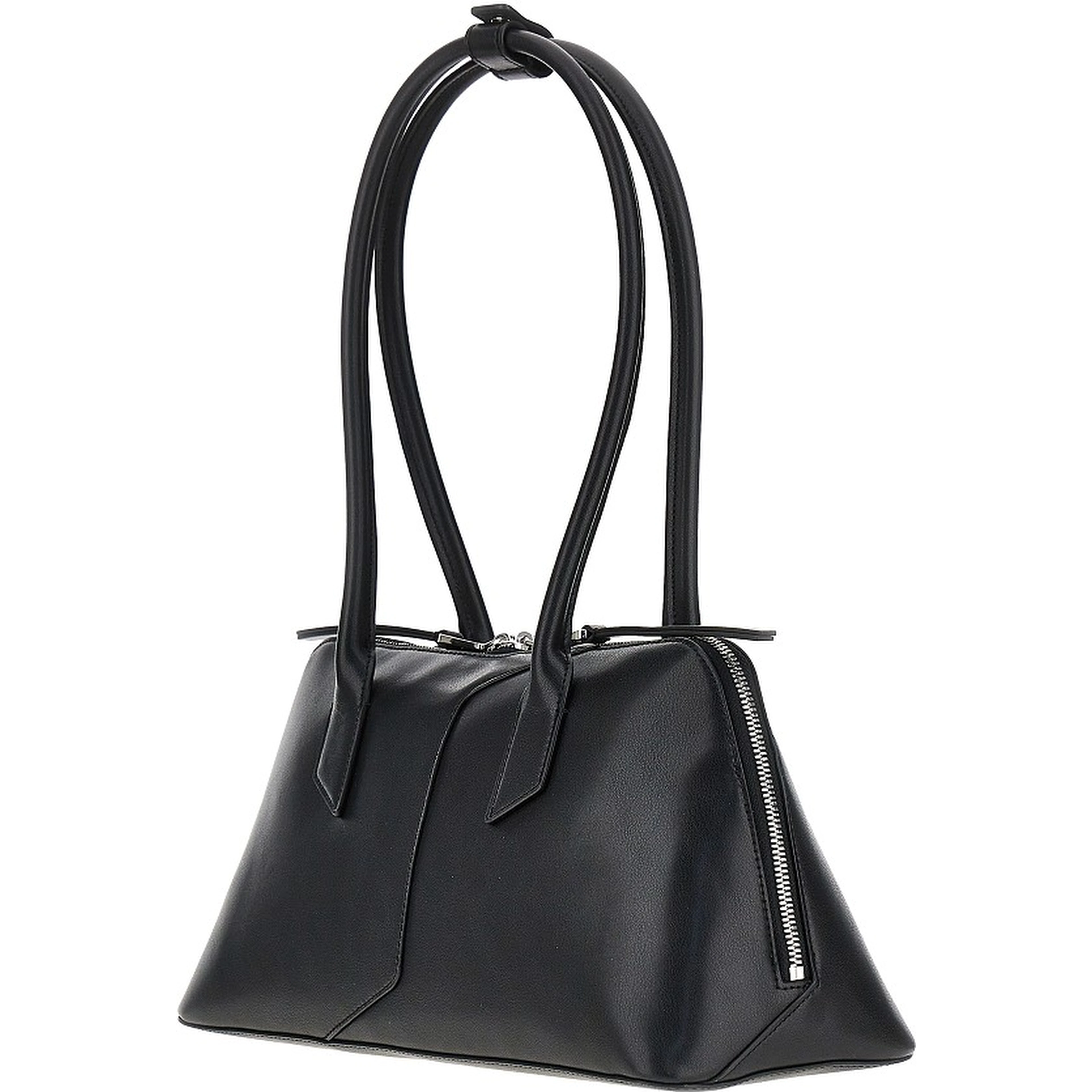 Leather shoulder bag with lettering logo