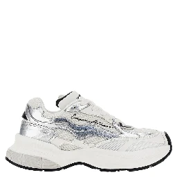 Mesh sneakers with leather details