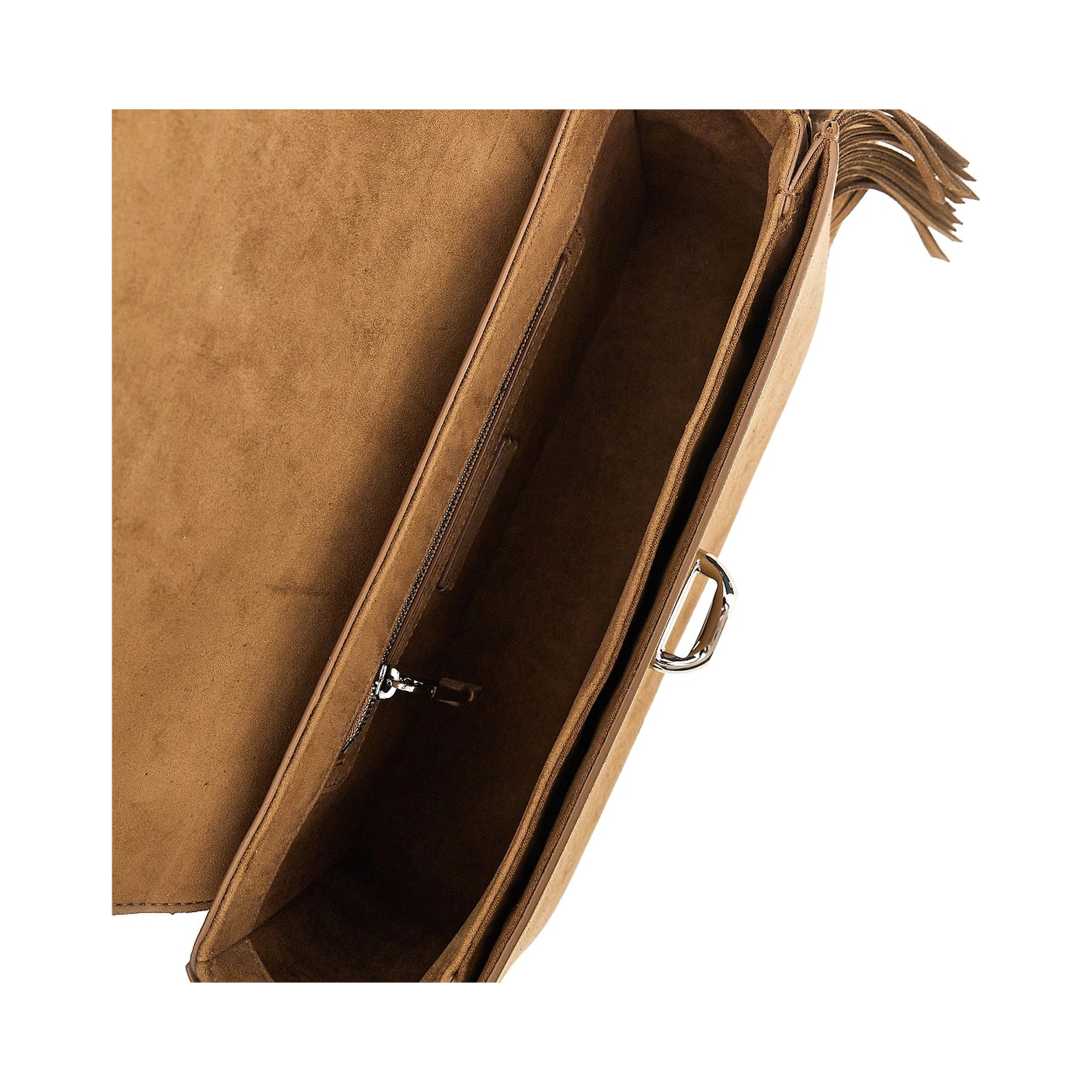 Faux suede leather bag with fringes