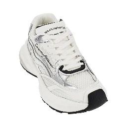 Mesh sneakers with leather details