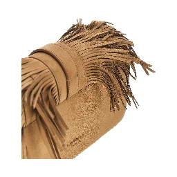 Faux suede leather bag with fringes