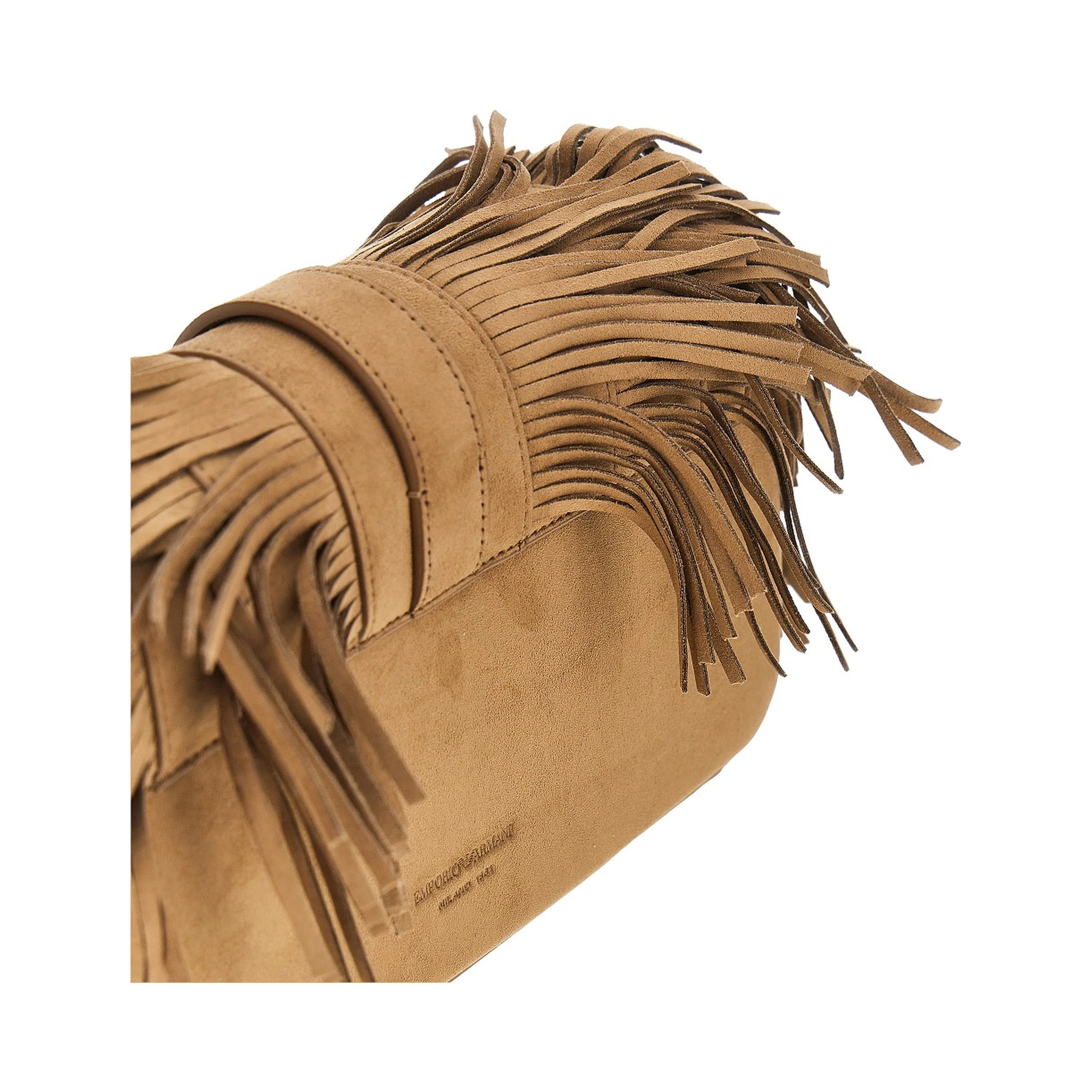 Faux suede leather bag with fringes