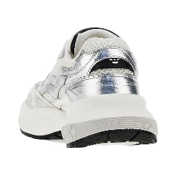 Mesh sneakers with leather details
