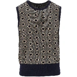 Cashmere and wool vest with diamonds motif