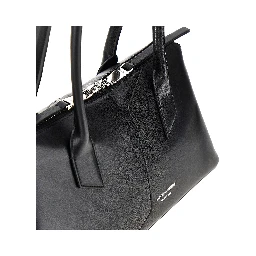 Leather shoulder bag with lettering logo