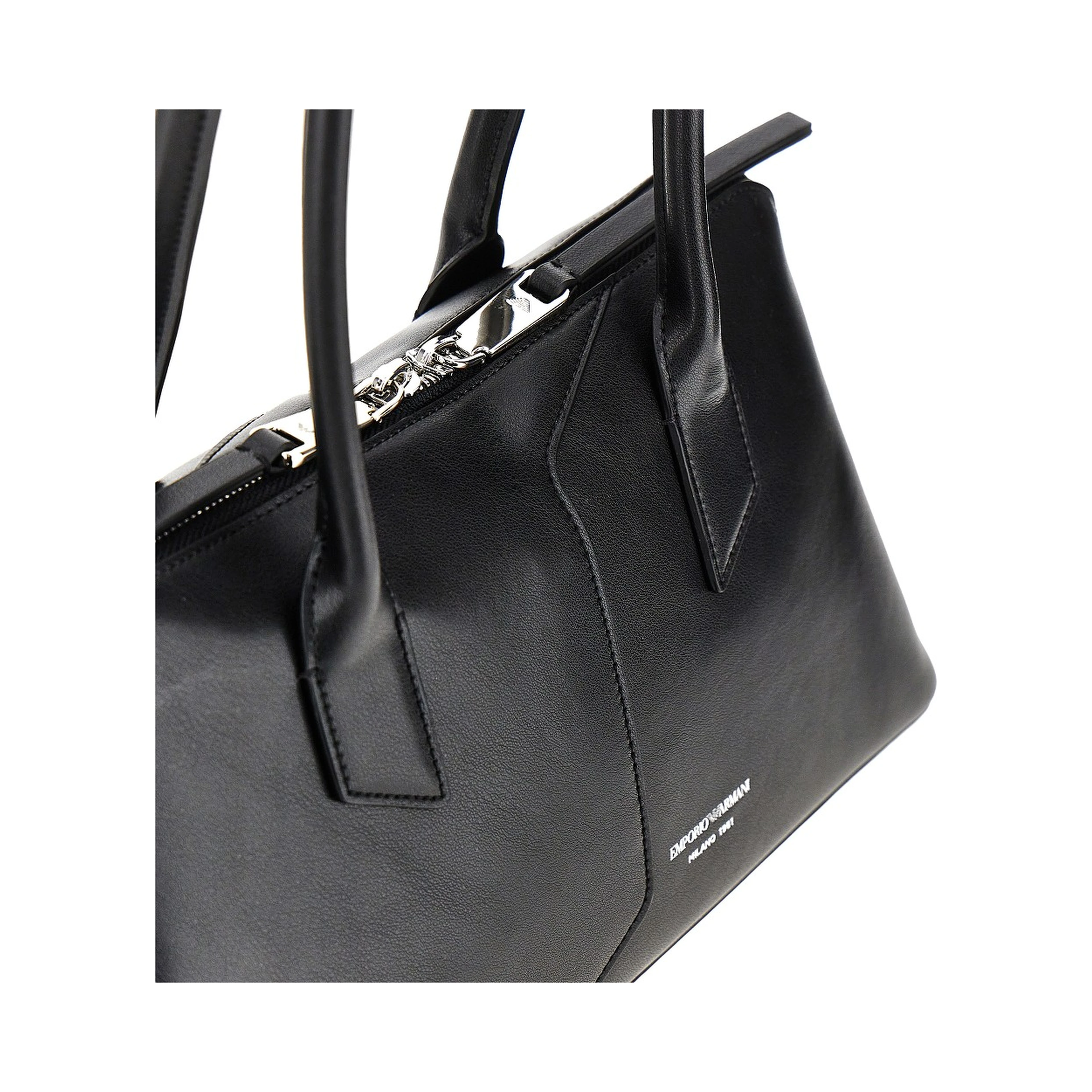 Leather shoulder bag with lettering logo