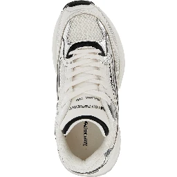 Mesh sneakers with leather details