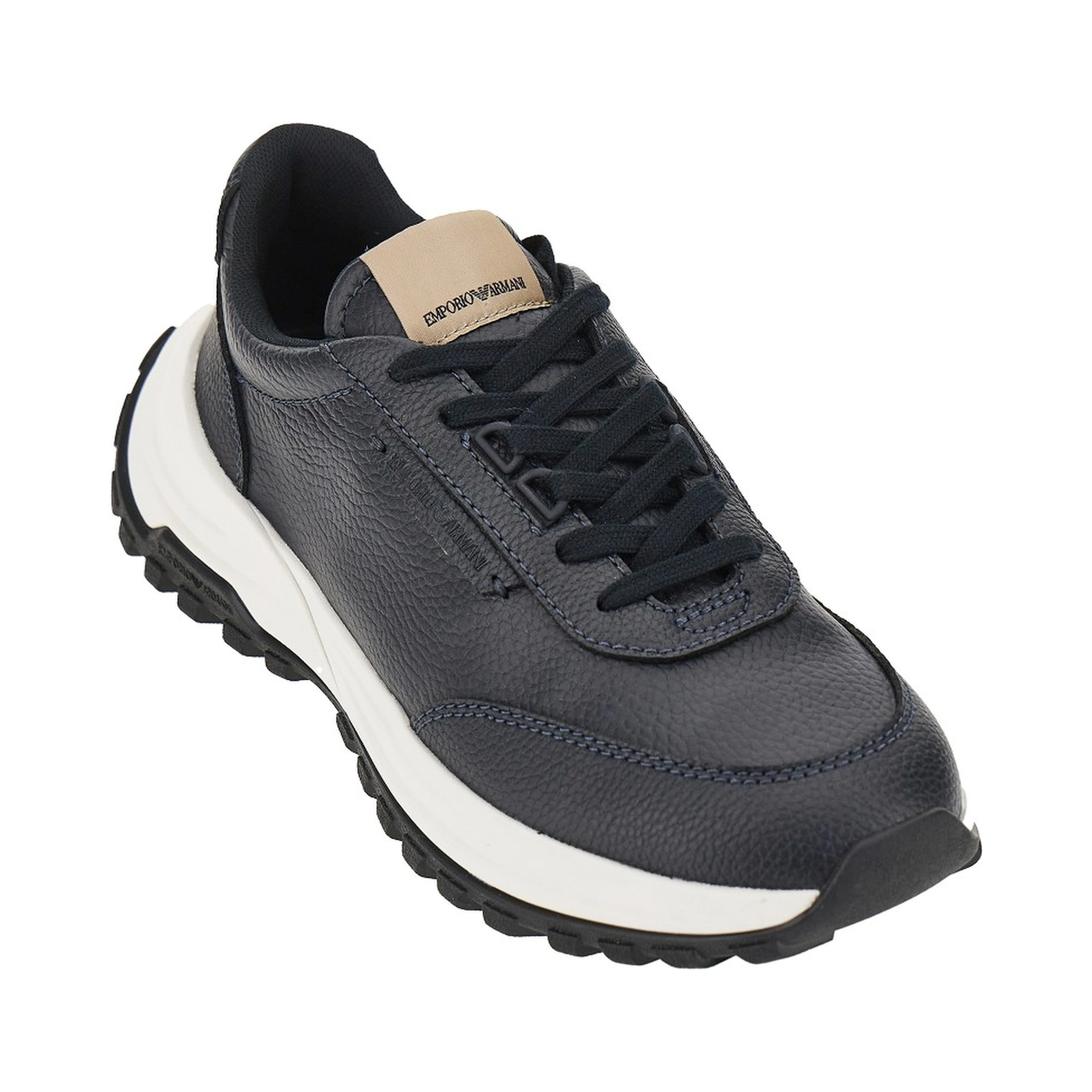 Grained leather sneakers with logo