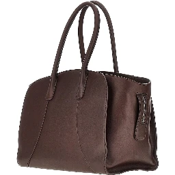 Smooth leather tote bag with logo plate