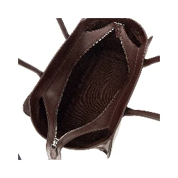 Smooth leather tote bag with logo plate