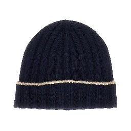 Ribbed cashmere beanie hat