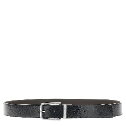 Reversible leather belt with logo