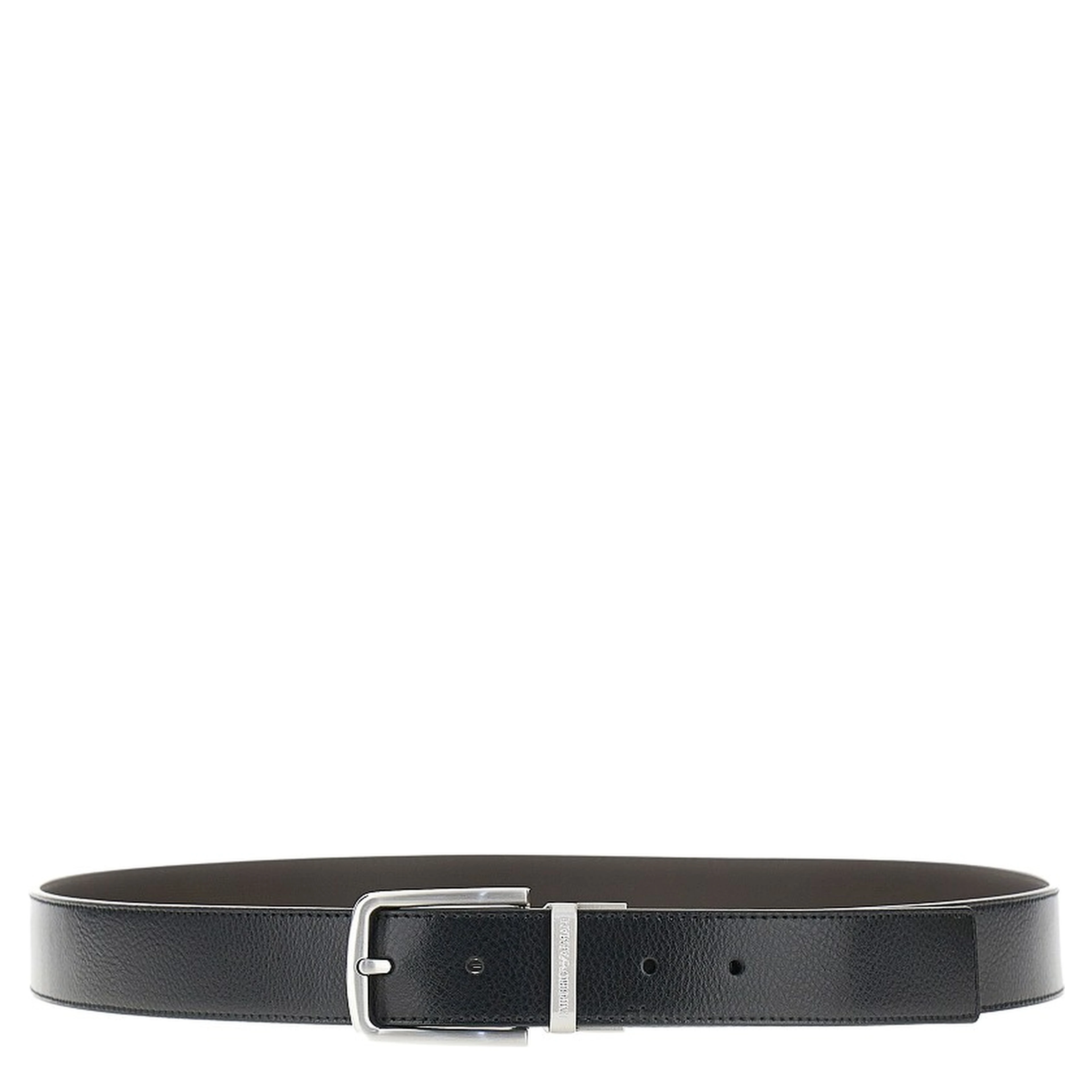 Reversible leather belt with logo