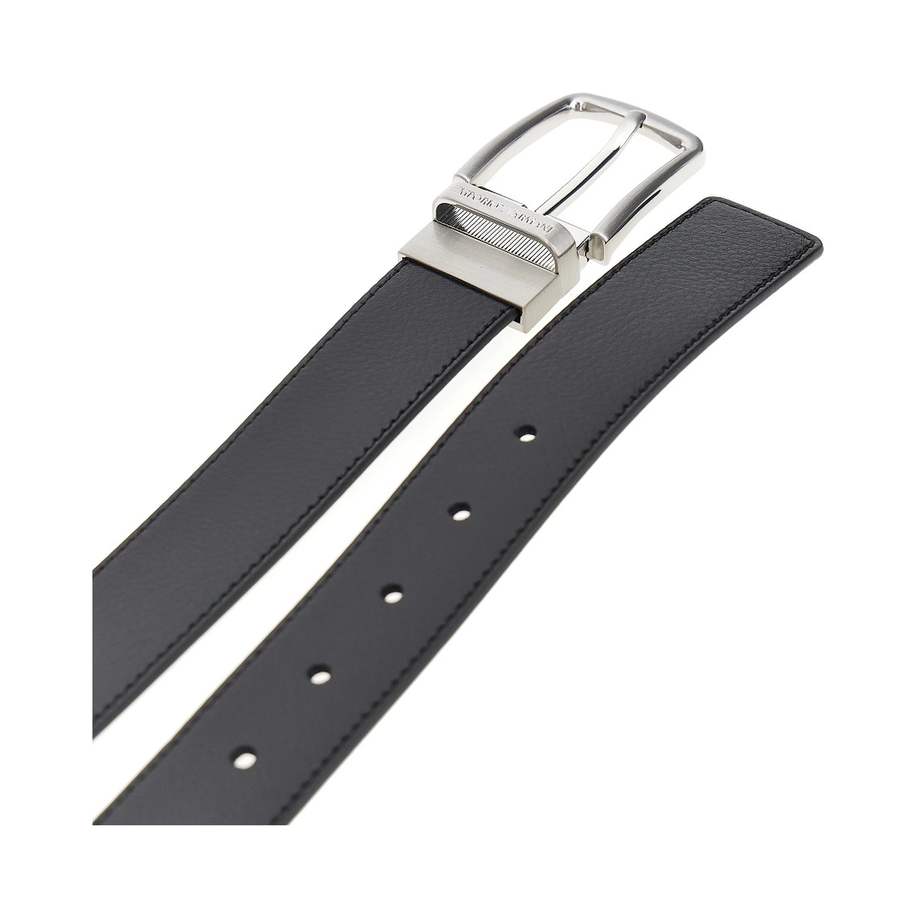 Reversible leather belt with logo