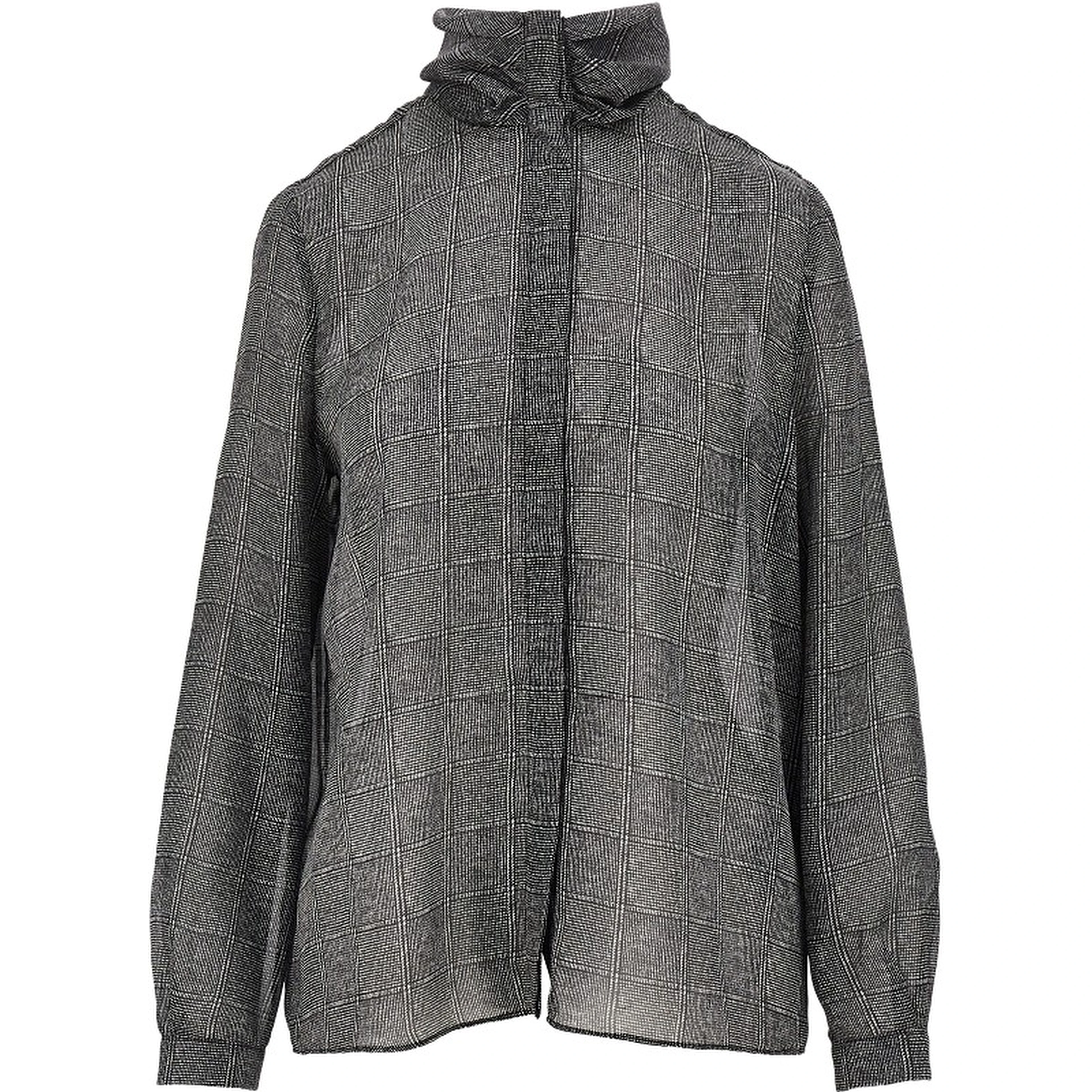 Check print satin shirt