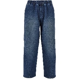 Stretch denim loose fit pants