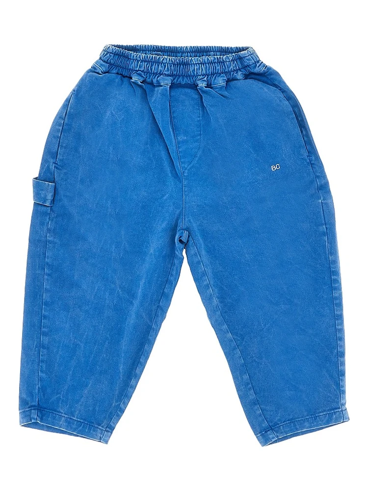Stretch cotton pants with logo