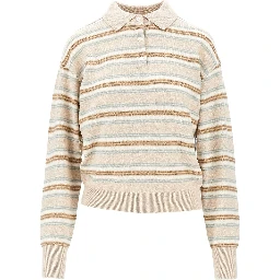 Cashmere polo shirt with striped motif