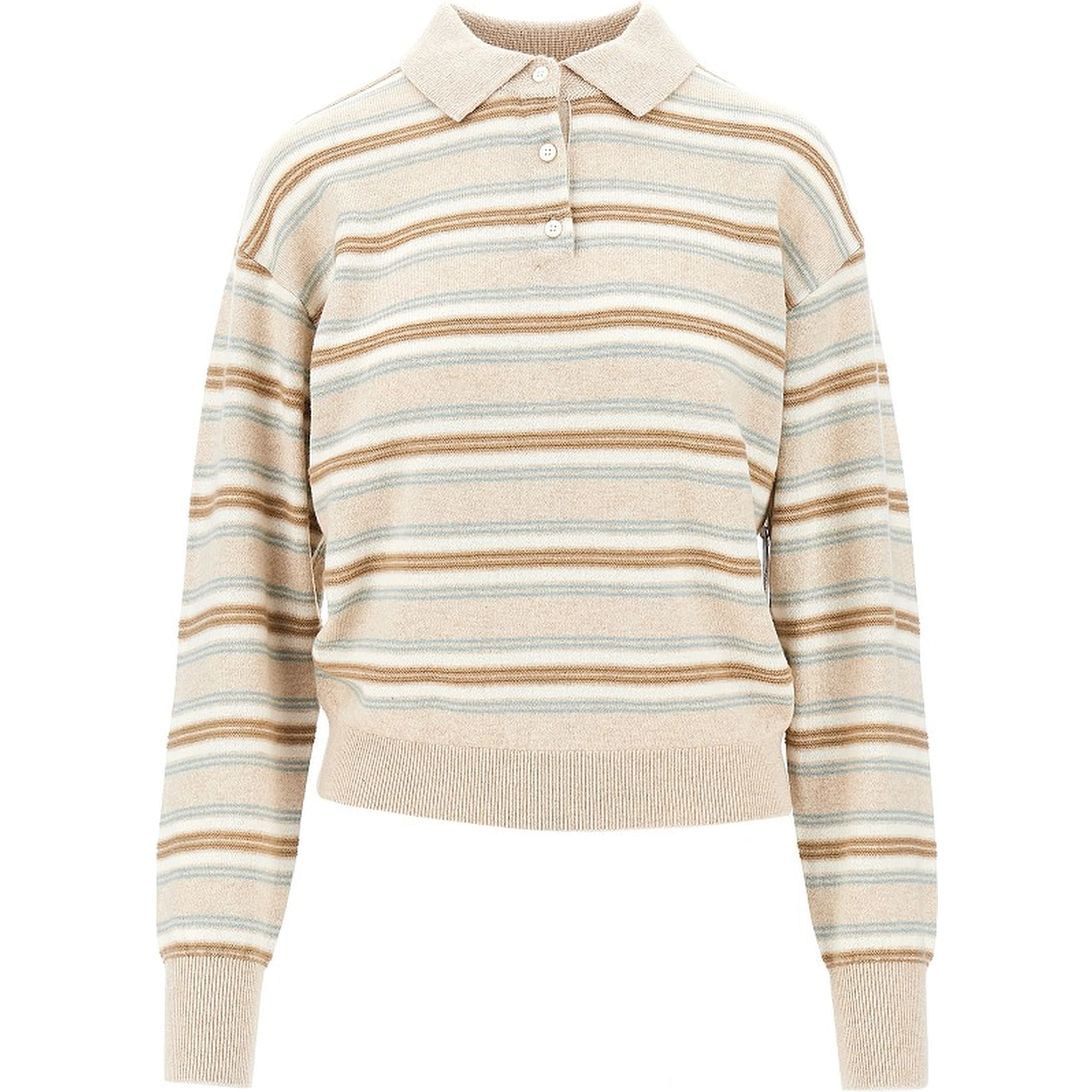 Cashmere polo shirt with striped motif