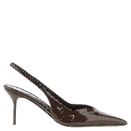 'Lidia' patent-leather slingback pumps