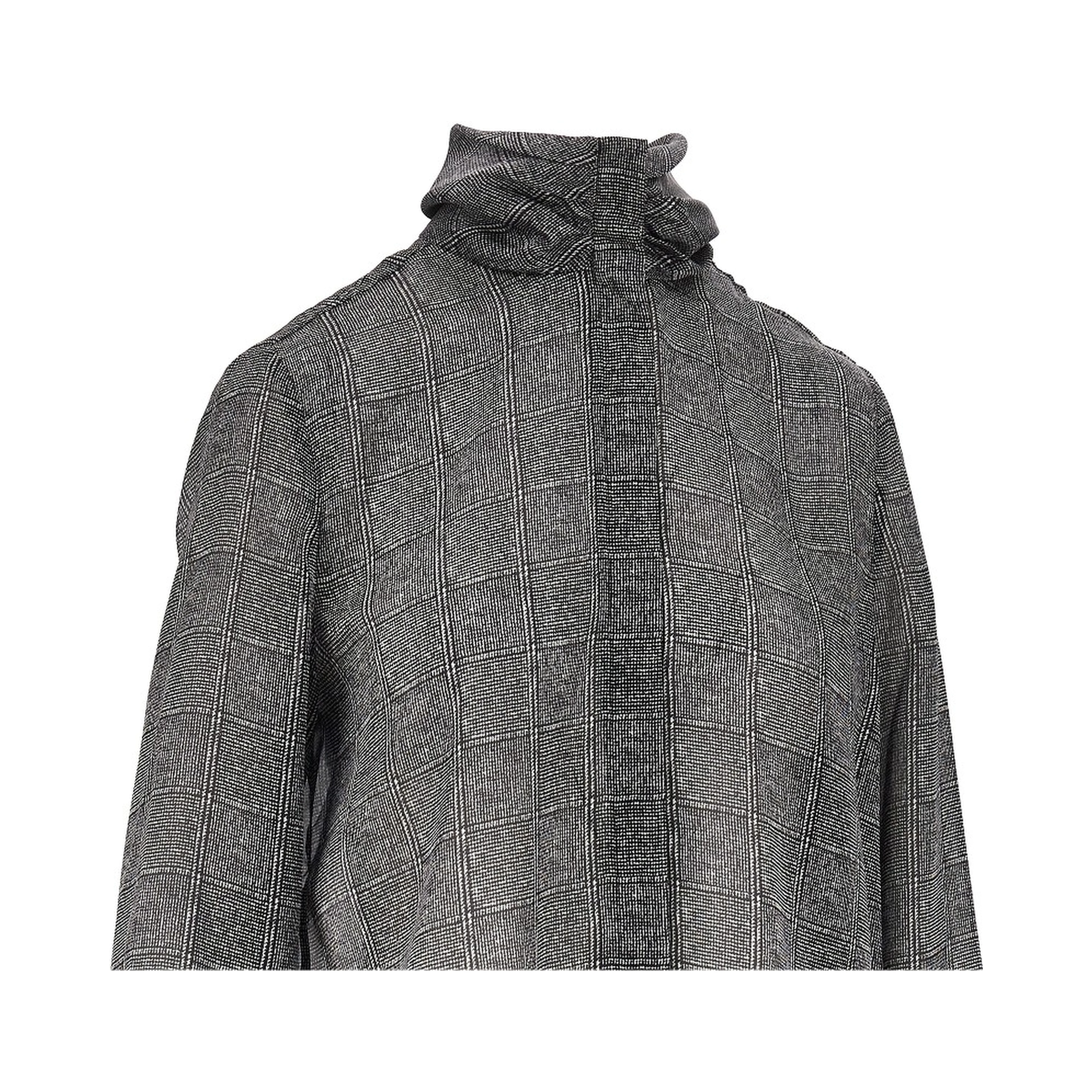 Check print satin shirt
