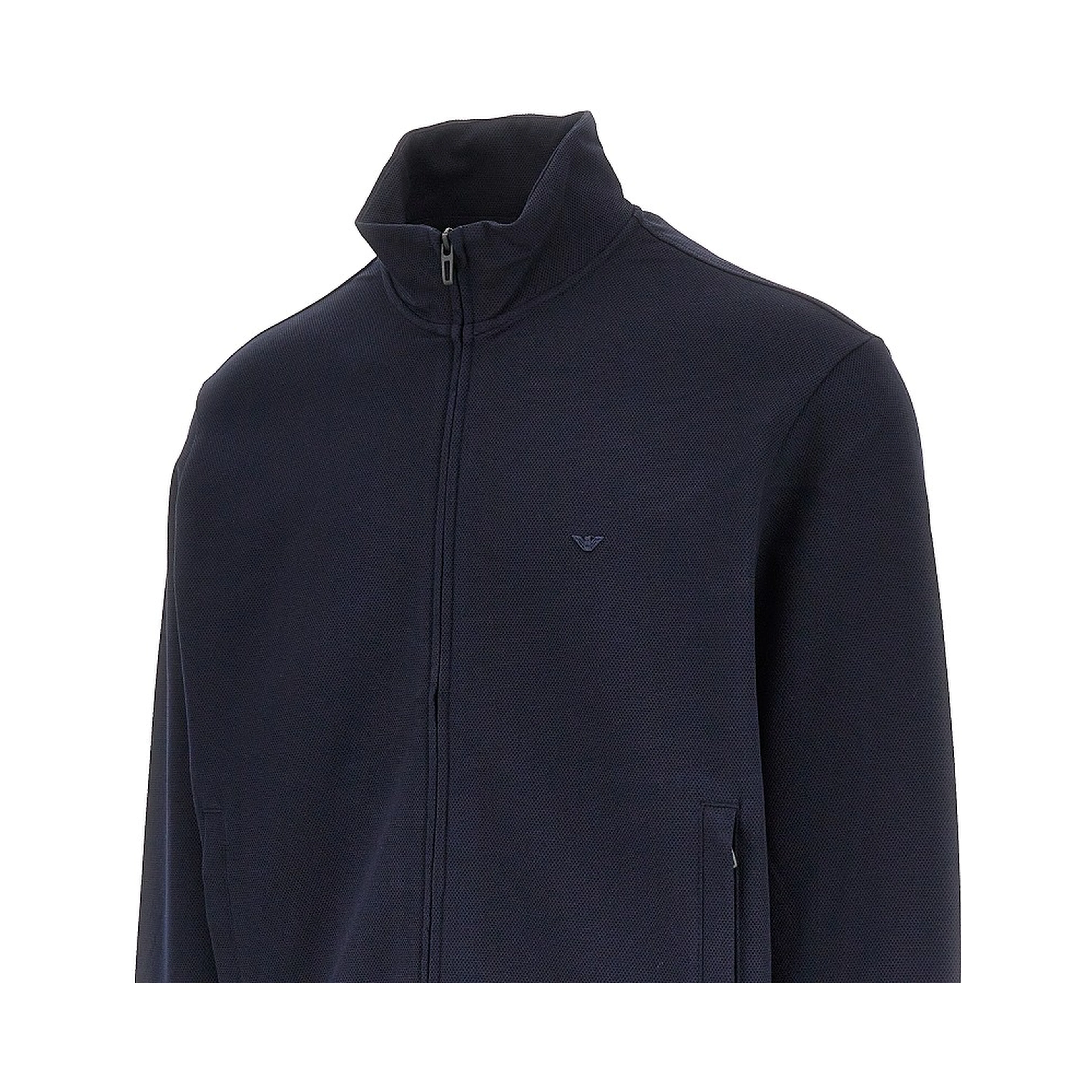 Piquet jersey full-zip sweatshirt