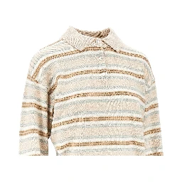 Cashmere polo shirt with striped motif