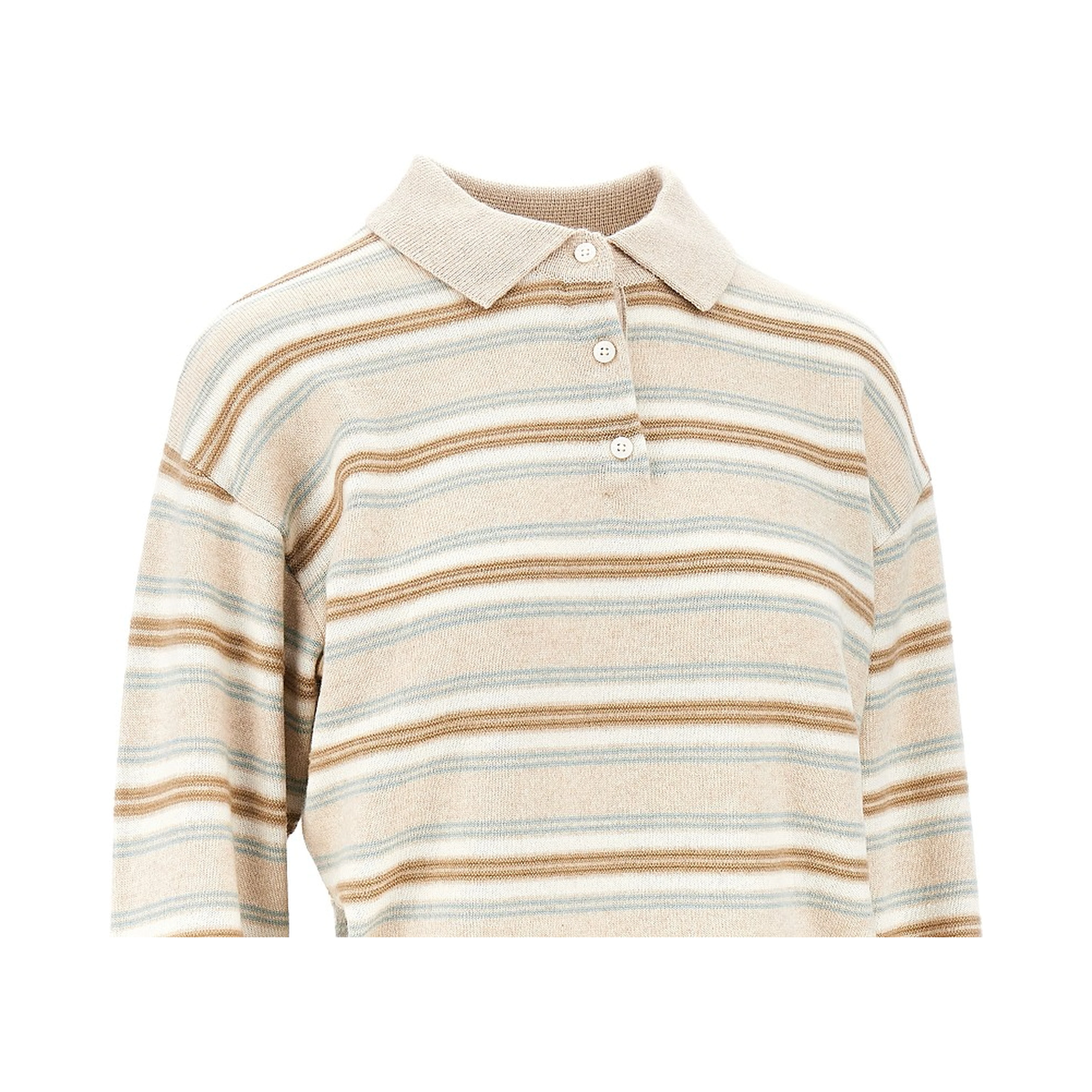 Cashmere polo shirt with striped motif
