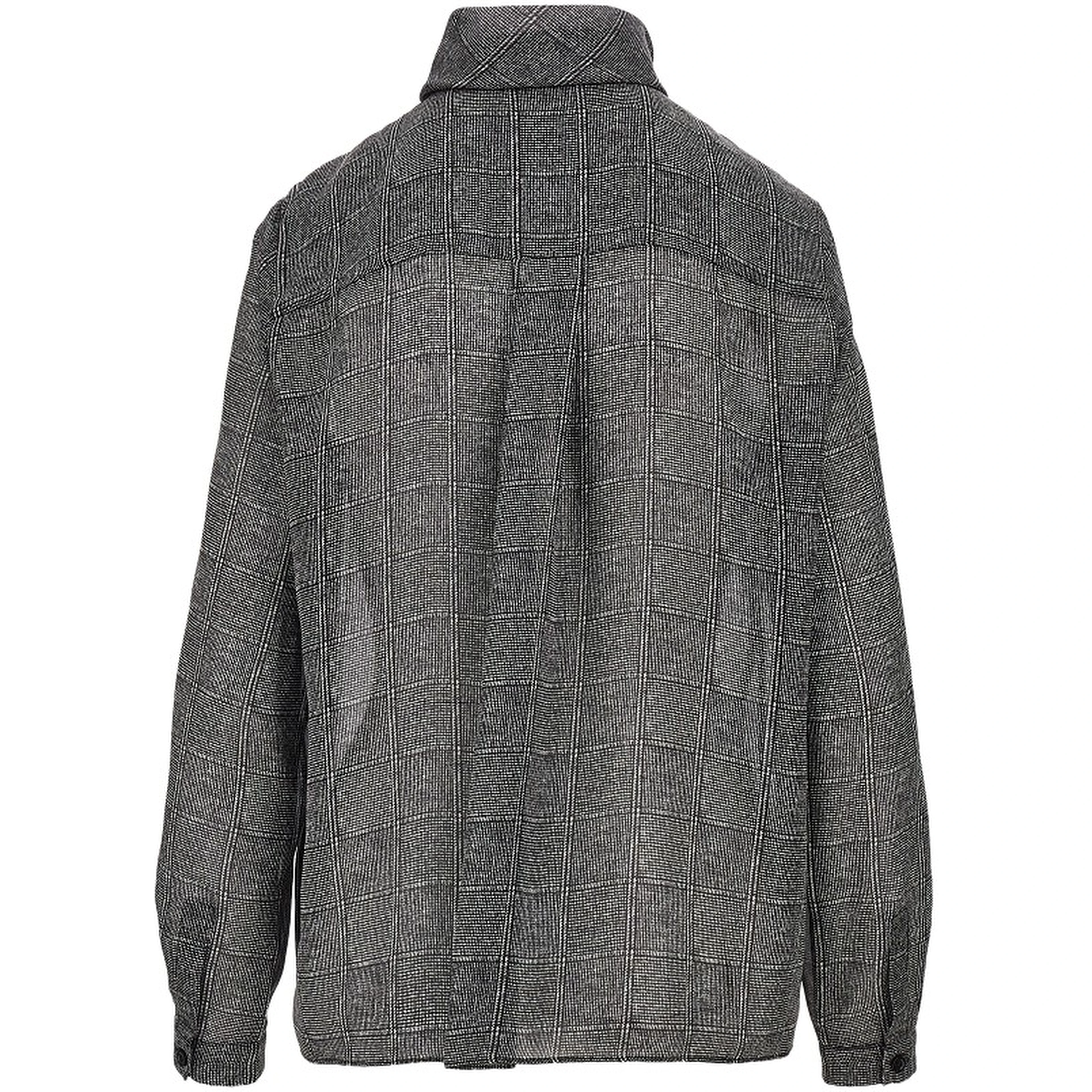 Check print satin shirt